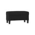 Pouf de rangement noir en tissu avec pieds en bois