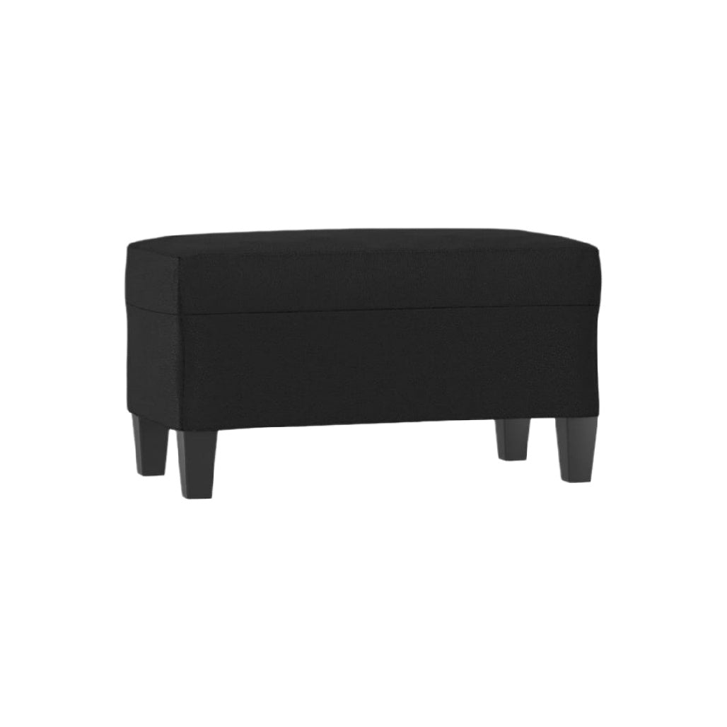 Pouf de rangement noir en tissu avec pieds en bois