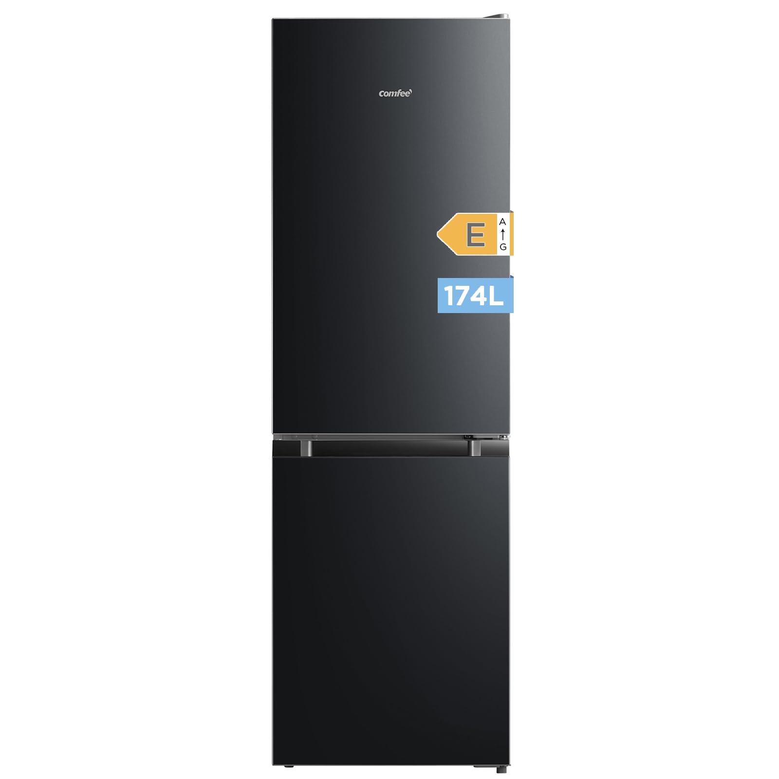 Comfee' RCB169DK2(E) 174L Réfrigérateur avec Congélateur/Hauteur 150 cm/Low Frost/Température Réglable du Réfrigérateur/Lumière LED/195 kWh/an/115L Réfrigérateur/59L Congélateur/Noir