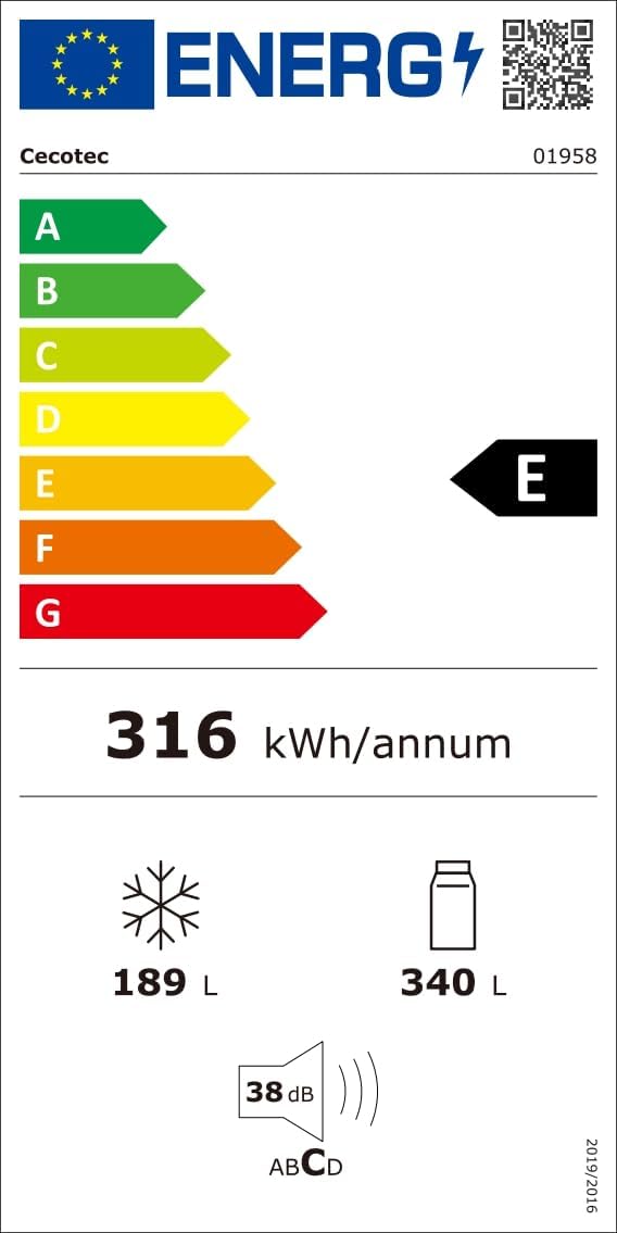 Cecotec Réfrigérateur avec 3 portes Bolero CoolMarket TDW 529 WID Black Glass E. Réfrigérateur 3 portes noir, cave à vin, 529L, Inverter Plus, Total No Frost, E, MultiAirFlow, Fast Cooling.