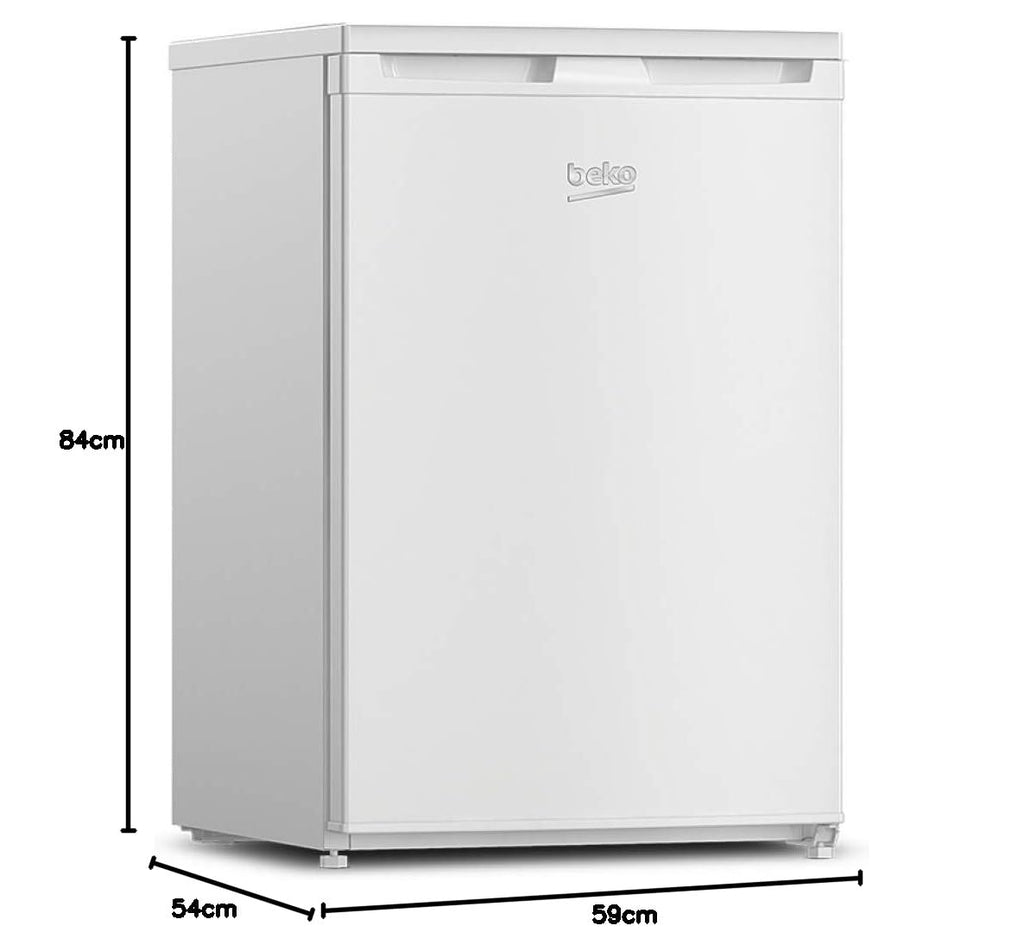 Beko TSE1284N Réfrigérateur table top - Volume total 114L : 101L (Réfrigération) + 13L (Congélation), Compartiment congélation 4 étoiles, MinFrost, Charnière de porte réversible, blanc