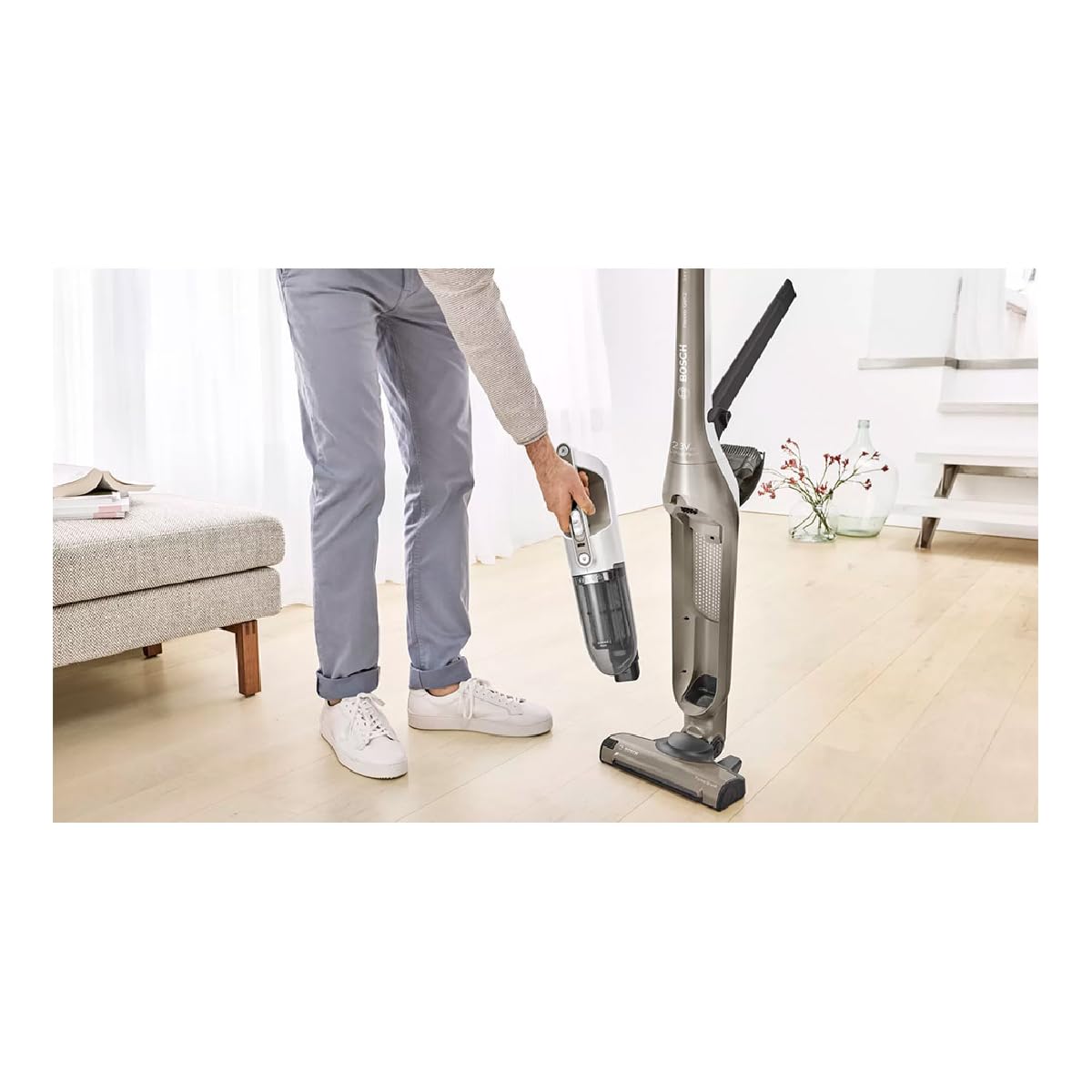 Bosch Electroménager Série 4, BBH3ALL23, aspirateur Balai 2en1 Flexxo, Multifonction, Rechargeable, autonomie de 50 Min, 2 Vitesses, Accessoires Inclu