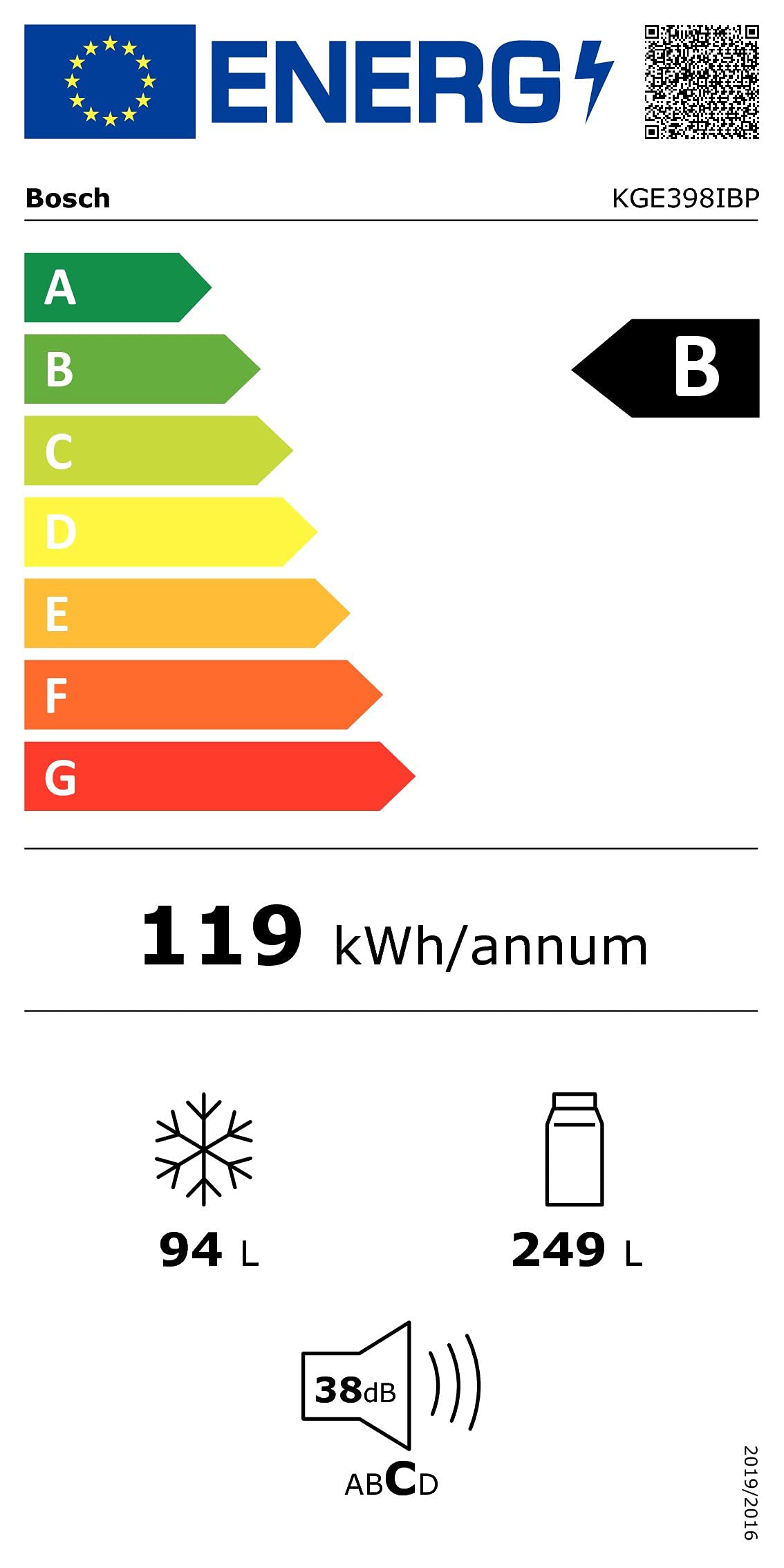 Bosch KGE398IBP - Série 6, Réfrigérateur combiné pose-libre, 201 x 60 cm, Inox anti trace de doigts