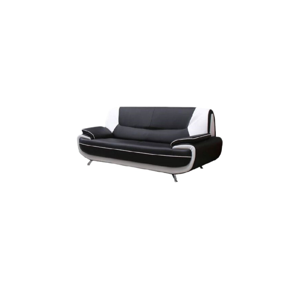 Canapé contemporain bi-ton noir et blanc avec accents en chrome