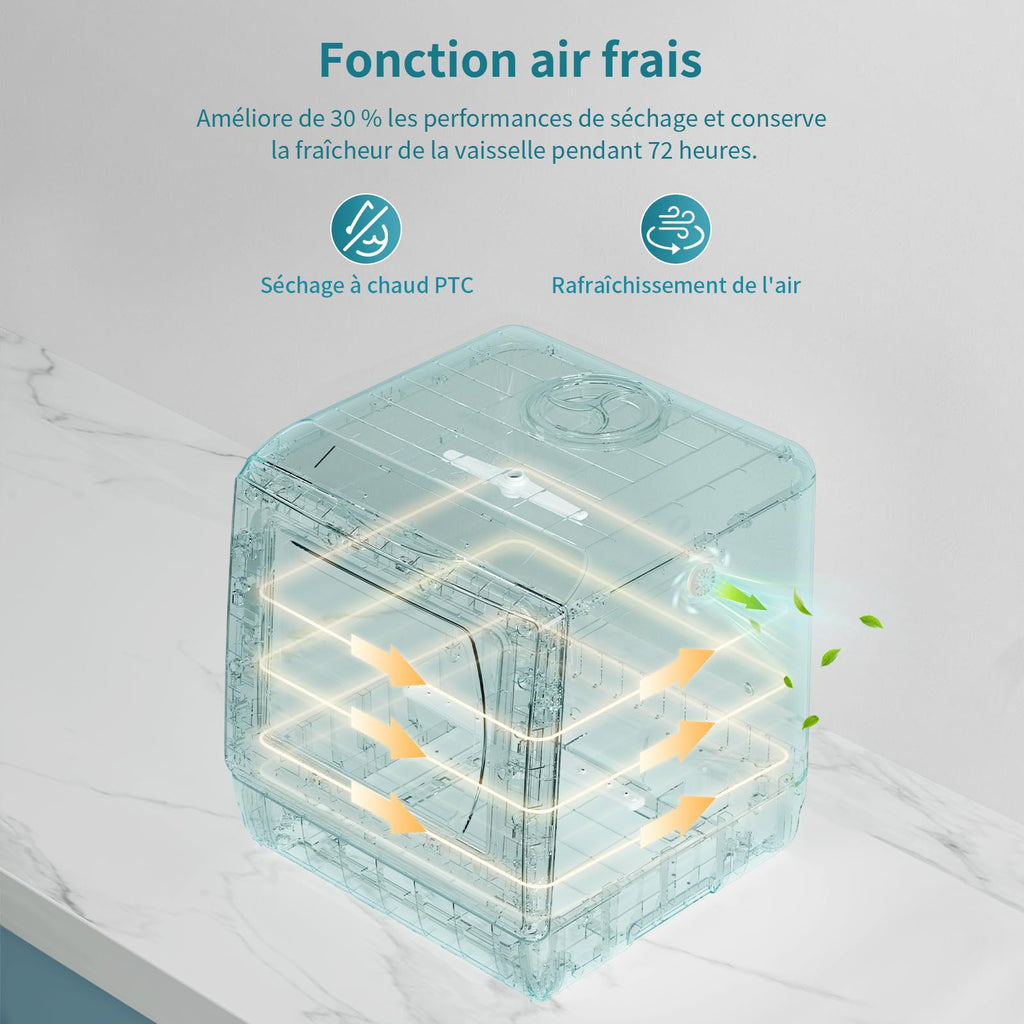 AIRMSEN Mini Lave-Vaisselle de Comptoir, 5+1 Programmes, Réservoir d'Eau de 5L, Contrôle Tactile et Écran LED, Adapté pour les Cuisines Familiales, Appartements et Dortoirs, Blanc et noir