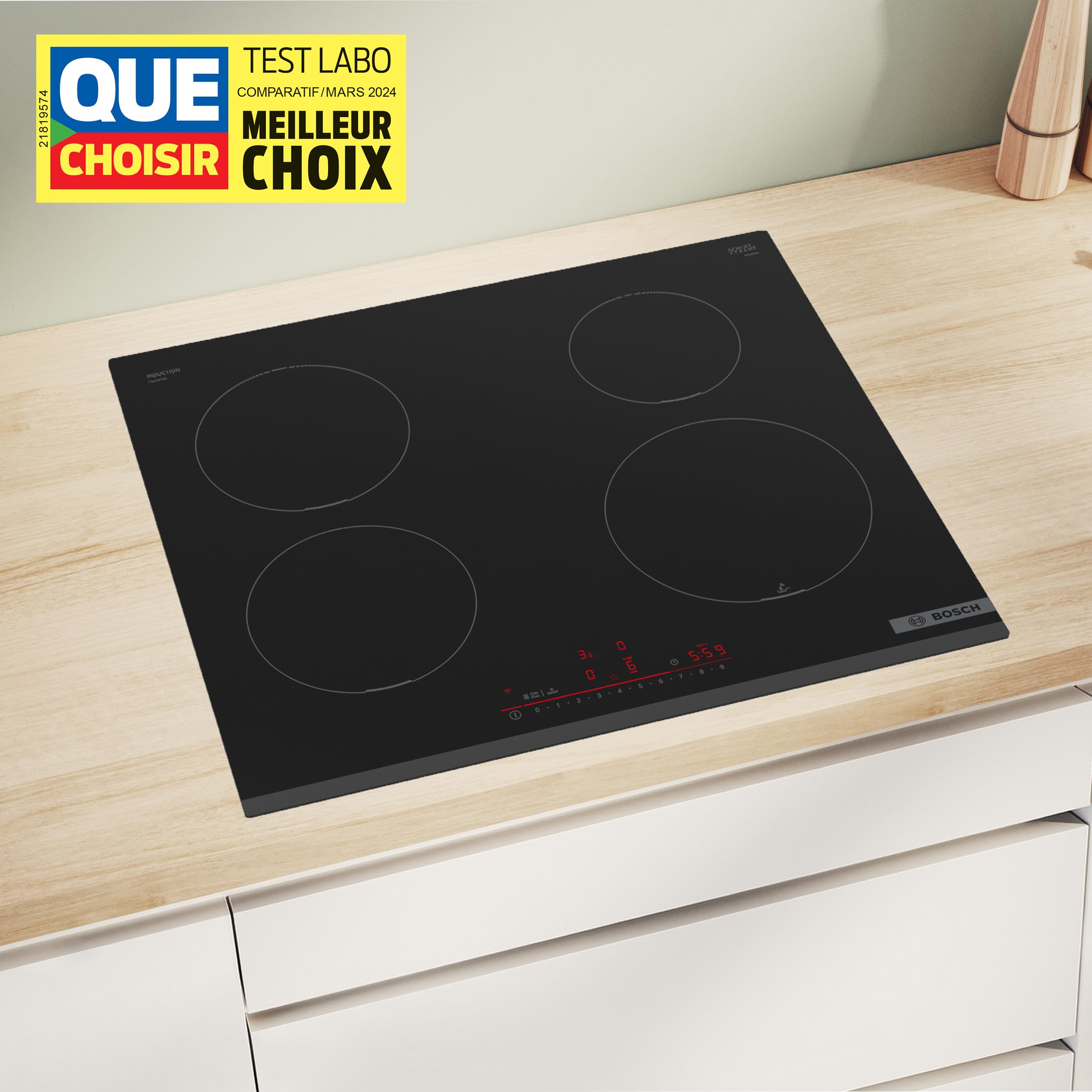 Bosch PIJ631HB1E, Plaque de cuisson induction, Série 6, 3 foyers, 60 cm, Noir