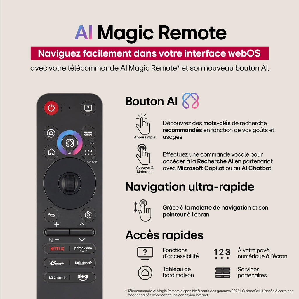 LG TV QNED Evo AI 2025 | 55QNED85A | 55'' (139 cm) | MiniLED 120Hz | Processeur α8 AI 4K Gen2 |Dolby Vision | Alexa