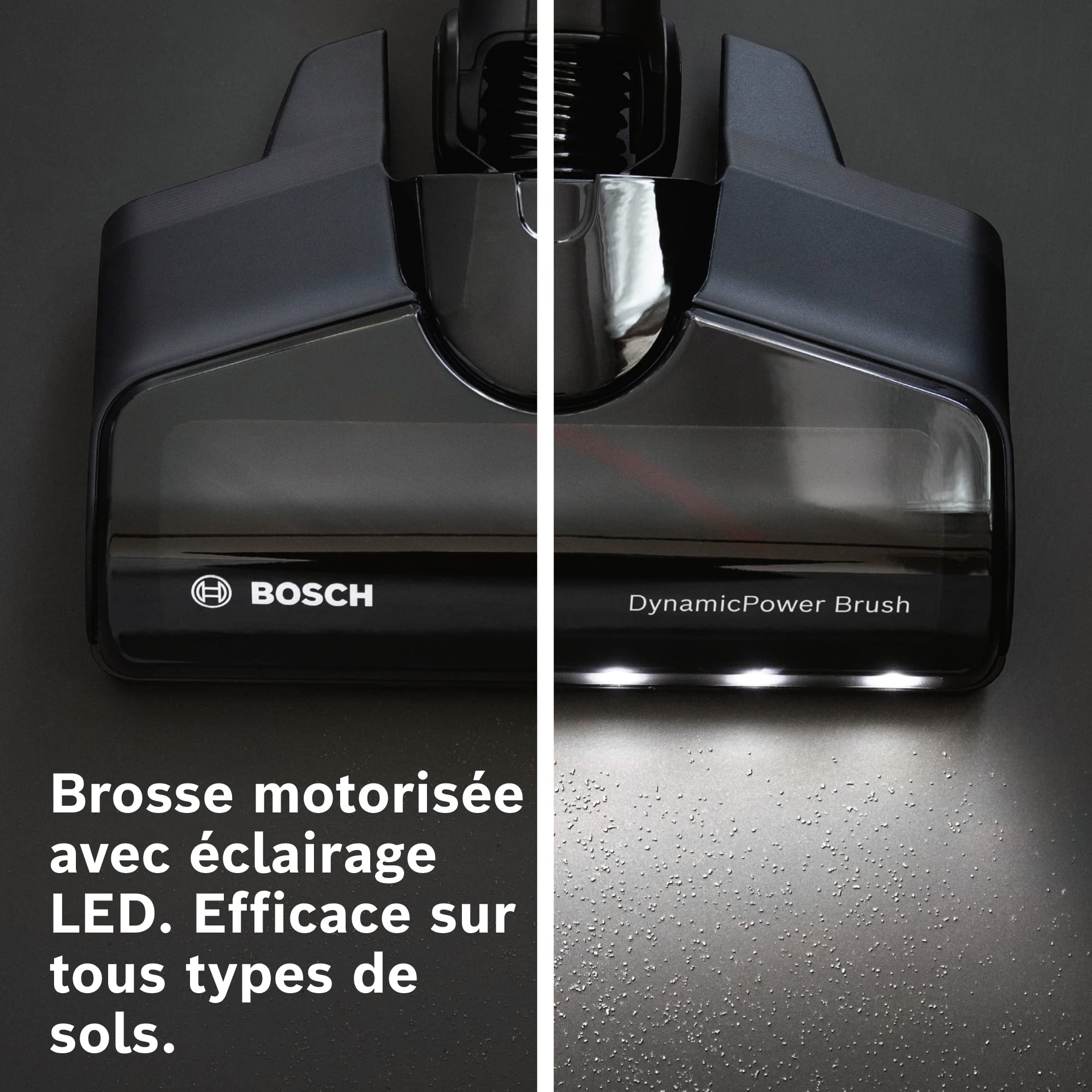 Bosch Electroménager Unlimited 7, BBS712A, aspirateur Balai, 2 Batteries 3.0 Ah Power for All, autonomie de 40 Min par Batterie, Tube Flexible, Poids léger, Accessoires, éclairage LED, Anthracite