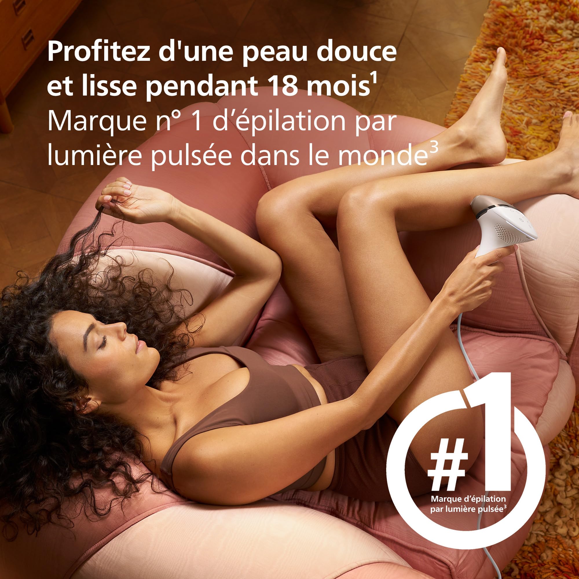Philips Lumea série 8000, Épilateur à lumière pulsée, alternative à l'épilation laser, technologie SenseIQ, 4 accessoires pour le corps, le visage, le maillot et les aisselles, modèle BRI948/00
