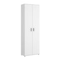 Armoire haute en blanc avec poignées en métal argenté