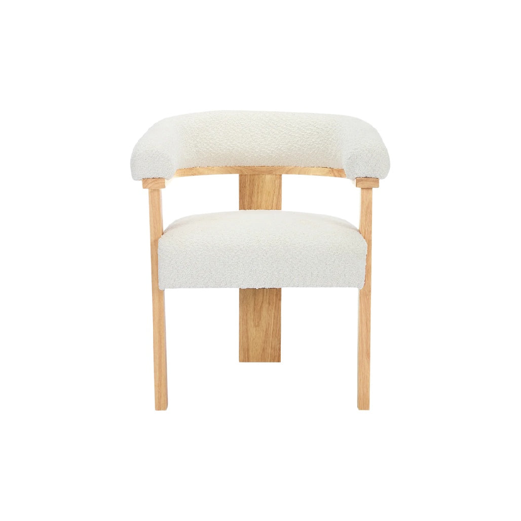 Fauteuil moderne en bois d'orme avec rembourrage en fausse fourrure blanche